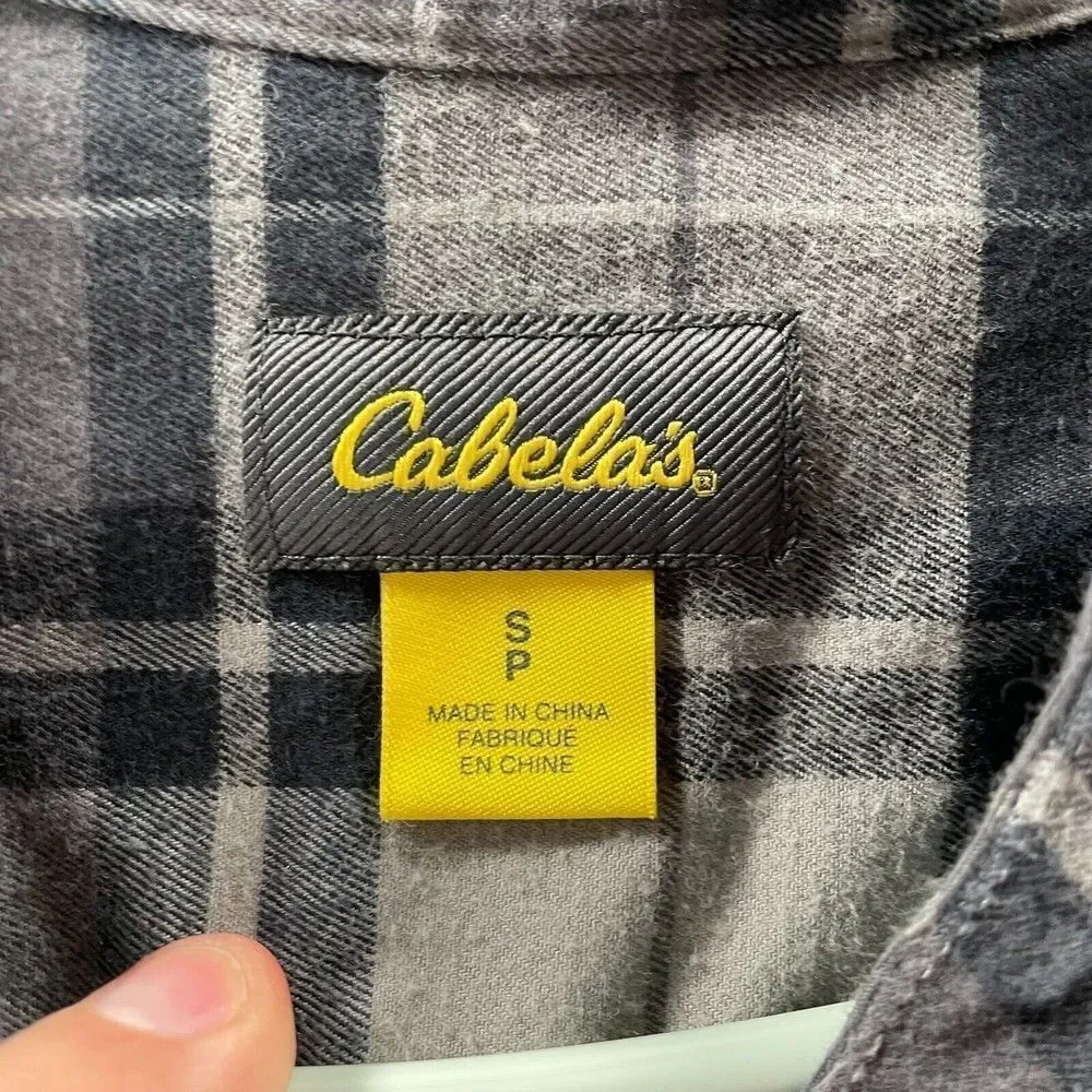 Cabela's Shirt Womens Small‎ Grey Plaid Tunic Pullover Outdoors Casual Cotton
